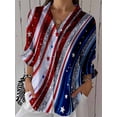 thumbnail image 2 of Nyfairy Plus Size Women's Independence Day Print Long Sleeve V Neck Button Casual Shirt, 2 of 3