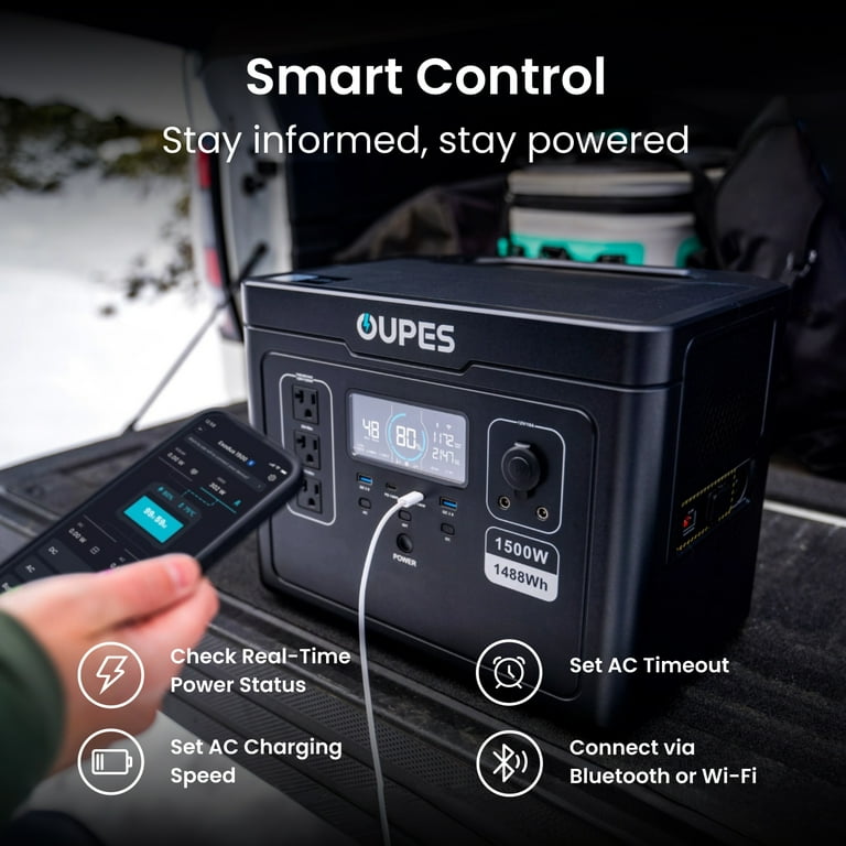 OUPES Exodus 1500 1488Wh/1500W+2x240W Solar Panel, Solar Generator