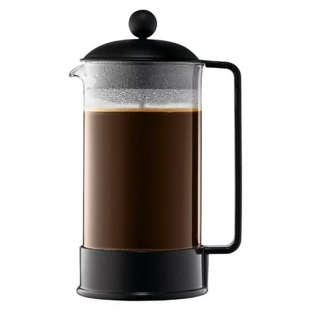 Brazil 8 Cup 34oz French Press Coffee Maker Black: Glass Carafe, Dishwasher-Safe, Manual Coffee Presser