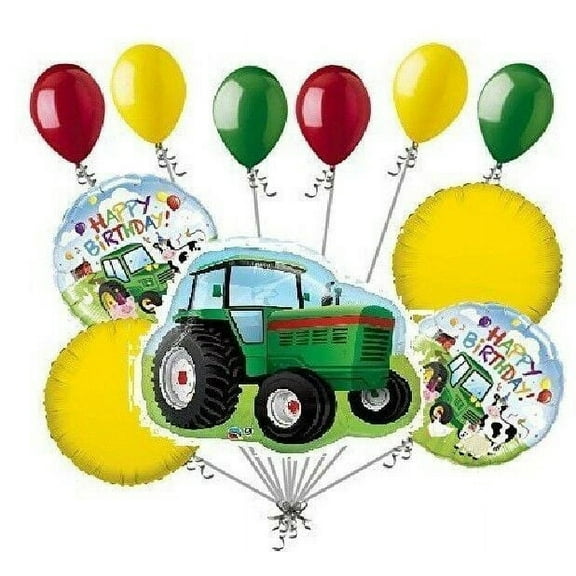 11pc Farm Tractor Friends Happy Birthday Balloon Bouquet Party Decoration Animal