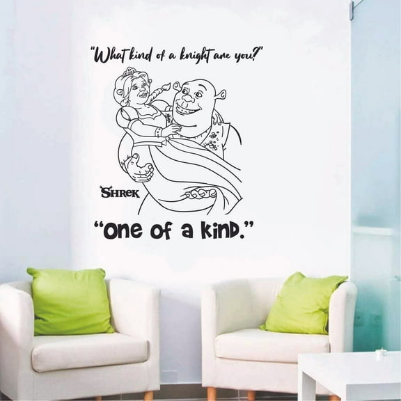 What Kind Of A Knight Are You? - Fiona And Shrek Movie Quote Vinyl Wall Art Wall Decal Wall Sticker Decoration Home Room Kids Childrens Room Boys Girls Nursery Kindergarten Size (20x20 inch)