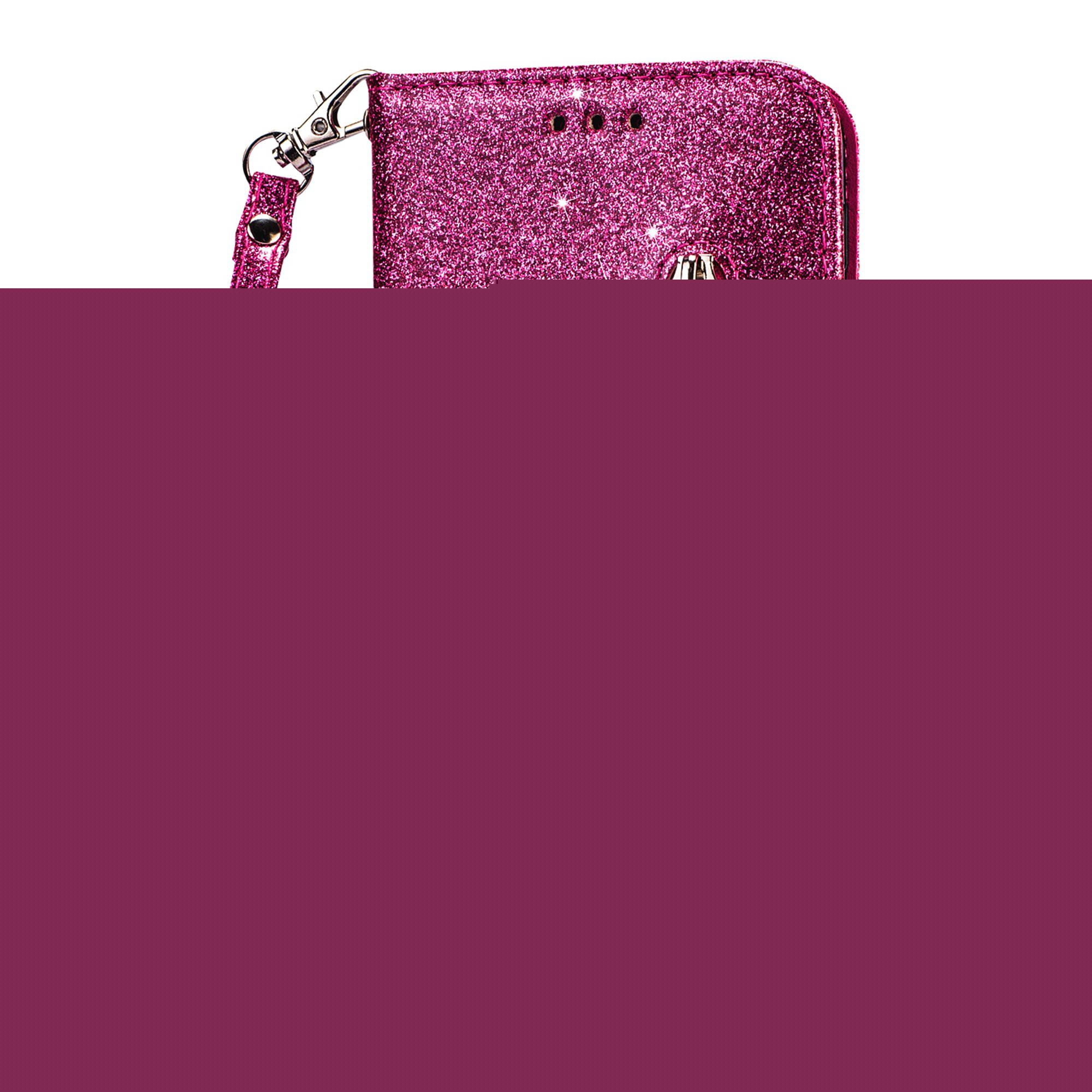 thumbnail image 2 of Samsung Galaxy Note20 Case, Dteck Bling Glitter PU Leather Zipper Wallet Case Cover With Hand Strap For Samsung Galaxy Note20 5G, Rose, 2 of 5