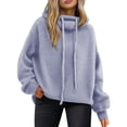 thumbnail image 1 of Comdrip Fall Sweaters for Women 2025 Pile Collar Lazy Style Sweater for Women Solid Color Loose Thick Sweater Top Turtleneck Loose Sweater Ladies Sweaters, Grey XL, 1 of 5