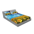 thumbnail image 2 of Ambesonne Floral Fitted Sheet & Pillow Sham Set, Sunflower Garden Nature, Queen, Yellow and Blue, 2 of 2