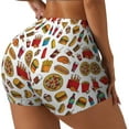 thumbnail image 2 of Vsdgher Hot Dog Pizza print Workout Shorts for Women Seamless Soft Smooth Gym Yoga Scrunch Active Exercise Fitness Shorts, 2 of 8