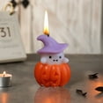thumbnail image 2 of Halloween Flameless Candles, Cute Spooky Pumpkin Ghost Candles Flickering Wick Real Wax Halloween Candles for Gifts, 2 of 5