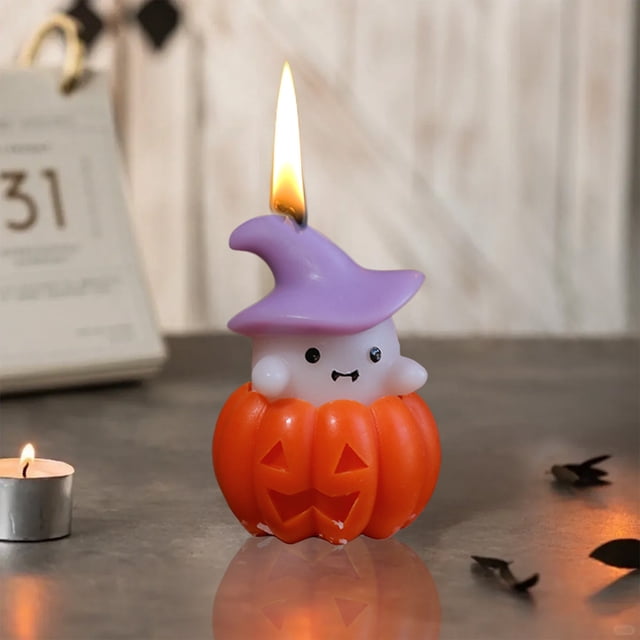 Vela perfumada de Halloween | Vela de cera con forma de fantasma de novedad | Multicolor | Aroma Natural | Decoración navideña divertida | 1 Pieza | 7,9x5,7cm | Regalo único de ambiente espeluznante