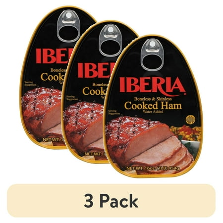 (3 pack) Iberia Boneless & Skinless Cooked Ham, 16 oz