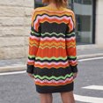 thumbnail image 4 of Vynhevius Womens Colorful Striped Sweater Dress Crew Neck Long Sleeve Casual Mini, 4 of 5