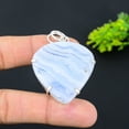 thumbnail image 2 of Natural Blue Lace Agate Gemstone 925 Sterling Silver Gift Pendant 2.09", 2 of 2