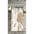 thumbnail image 4 of Ambesonne Feather Quilted Bedspread Set 2 Pcs, Tribal Chief Headdress, Twin Size, Dark Coral Sand Brown, 4 of 4