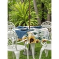 thumbnail image 2 of Outdoor Tablecloth with Umbrella Hole and Zipper, Sunflower Round Table Cloth 60 Inch Waterproof Tablecloth, Yellow Floral Pastoral Botanical Leaves Picnic Table Cover for Patio Camping, 2 of 7