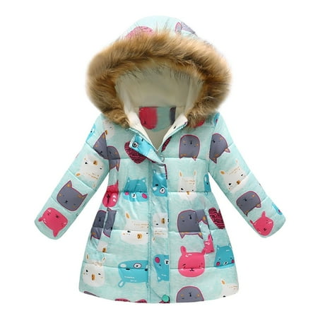 

Winter Cartoon Print Warm Jacket Hooded Windproof Coat