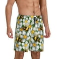 thumbnail image 2 of Kdxio Bees and Flower Print Mens Sleep Shorts Bottoms Soft Comfy Pajama Wear Pants with Drawstring Pockets, 2 of 7