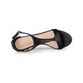thumbnail image 4 of BLISSFUL STEP Women's Shoes T-Strap Embossed Kitten Heel Buckle Closure Open Toe Dress Sandals Black 9, 4 of 7