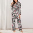 thumbnail image 2 of Pajama Sets for Women 2 Pcs, Rose Mix Leopard 3 Button Down Long Sleeve Sleepwear Lounge PJ Sets, 2 of 6