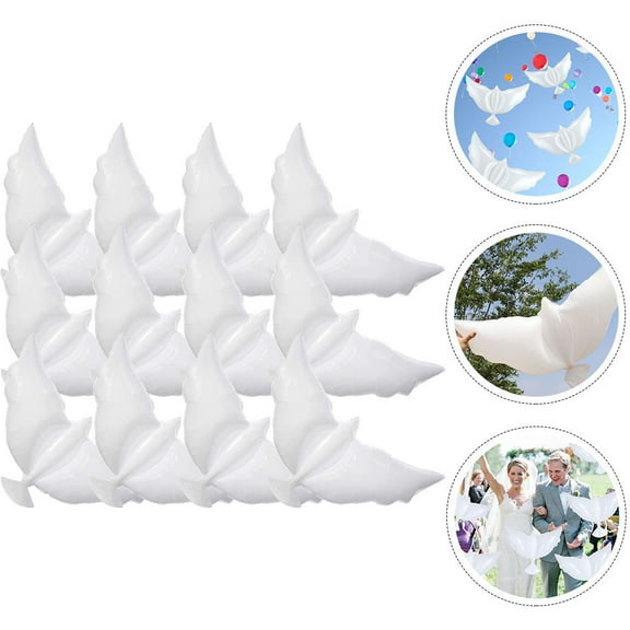 LOLIPPYY 12Pcs White Dove Balloons Memorial Balloon for DIY Wedding Party Decoration and Commemorative Use