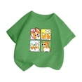 thumbnail image 3 of Chemises Filles Mode Personnalité Imprimé Col Rond Manches Courtes Tee Été Décontracté Ample Hauts Filles Vert 12 Ans-14 Ans, 3 of 5