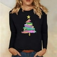 thumbnail image 2 of qelini Christmas T Shirts for Womens Xmas Tree Print Crewneck Pullover Long Sleeve Tops Casual Holiday Blouses, 2 of 6