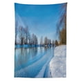 thumbnail image 3 of Ambesonne Winter Tablecloth Rectangular Table Cover, Freezing Weather Sky, 60"x90", Blue White Brown, 3 of 4