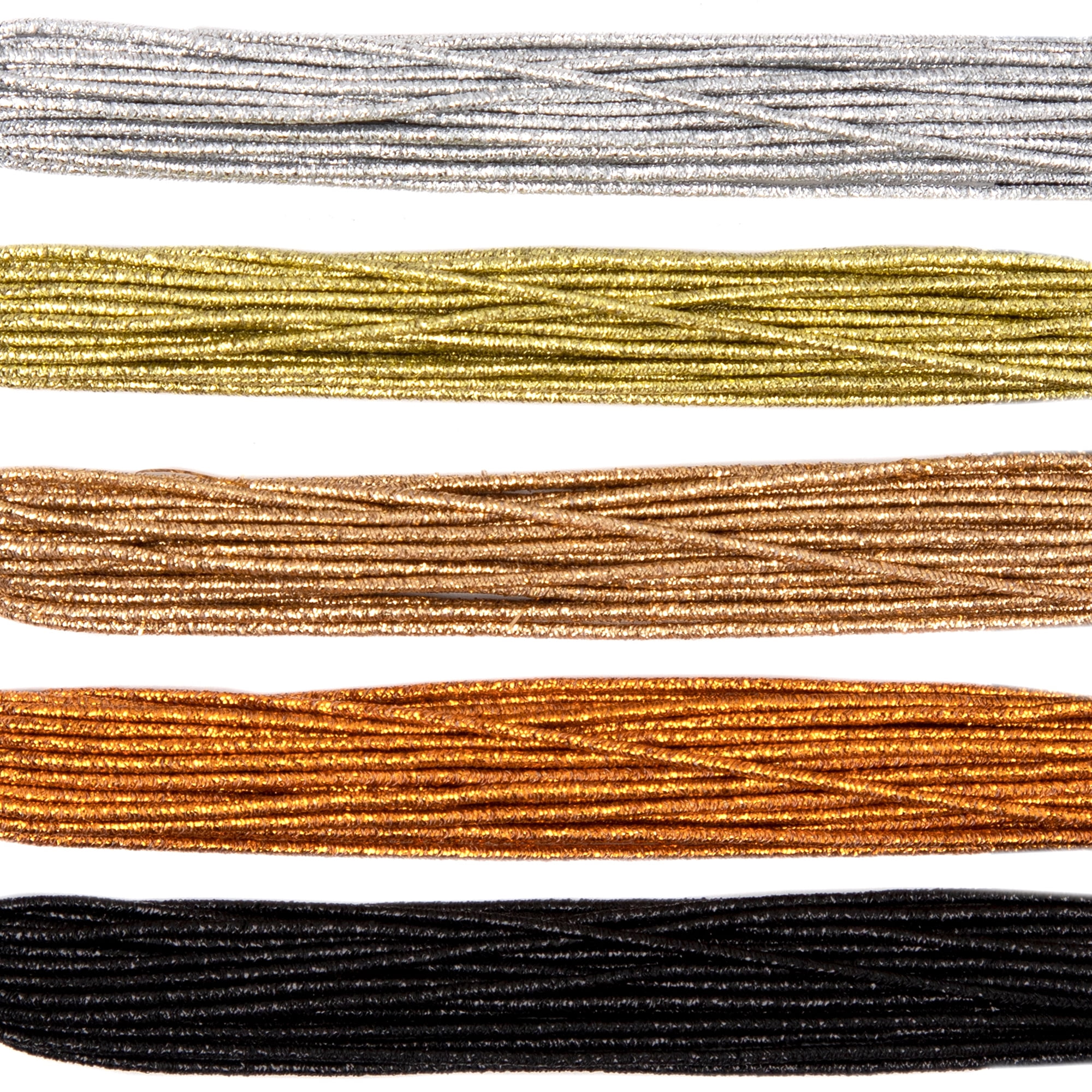 (6 pack) Cousin DIY Metallic Stretch Cord, Gold/Silver, 20 yd, 5 Piece Roll, Synthetic Twine