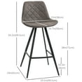 thumbnail image 3 of HOMCOM Bar Height Bar Stools Set of 2, Microfiber Cloth Bar Chairs, 3 of 10