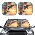 thumbnail image 2 of Saiise Sailing Dancing Dolphin for Foldable Car Sun Shades (2-Pack) Offer Sun Protection with an Easy-fold Design for Convenient Windshield Shading-Large, 2 of 6