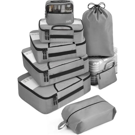 8 Set Packing Cubes for Suitcases, Luggage Organizer Bags Set for Carry on, Travel Gifts for Mom, Travel Essentials for Women, Travel Accessories in 4 Sizes(Extra Large, Large, Medium, Small)