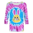 thumbnail image 3 of Jinhomg Funny Easter Shirt for Women 2025 Novelty Tie Dye Bunny Graphic Holiday Blouses Casual Loose M/4 Sleeve Round Neck Party Tops Holiday Multicolor M, 3 of 5