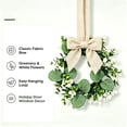 thumbnail image 4 of Small Wreath, 9 Inch Faux Eucalyptus Mini Wreath, Farmhouse Decor with Soft Linen Bow for Kitchen Cabinet, Window, Wall and Porch Display, 4 of 4