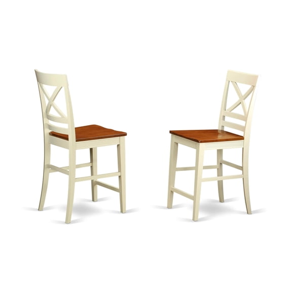 Pemberly Row 42" Wood Counter Stools in Cream/Cherry (Set of 2)