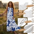 thumbnail image 6 of Xoenoiee Polynesia Hibiscus Palm Leaves Print Women's Cotton Linen Sleeveless Maxi Dress, Lightweight Tank Dress Casual Long Dress with Pockets, Breathable Fabric for Summer Spring, Size 4XL, 6 of 7