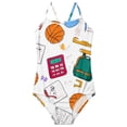 thumbnail image 6 of CCRFTGI Girl Swimsuit One Piece Size 10-12 Cute Bathing Suit Summer Adjustable Straps Beach High Waisted Basketball School Bag Vacation Girls Fashion Girls Swimwear for Kids Blue 5-6 Years, 6 of 8
