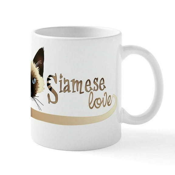 CafePress - Siamese LOVE Taza - 11 oz Ceramic Mug - Novelty Coffee Tea Cup