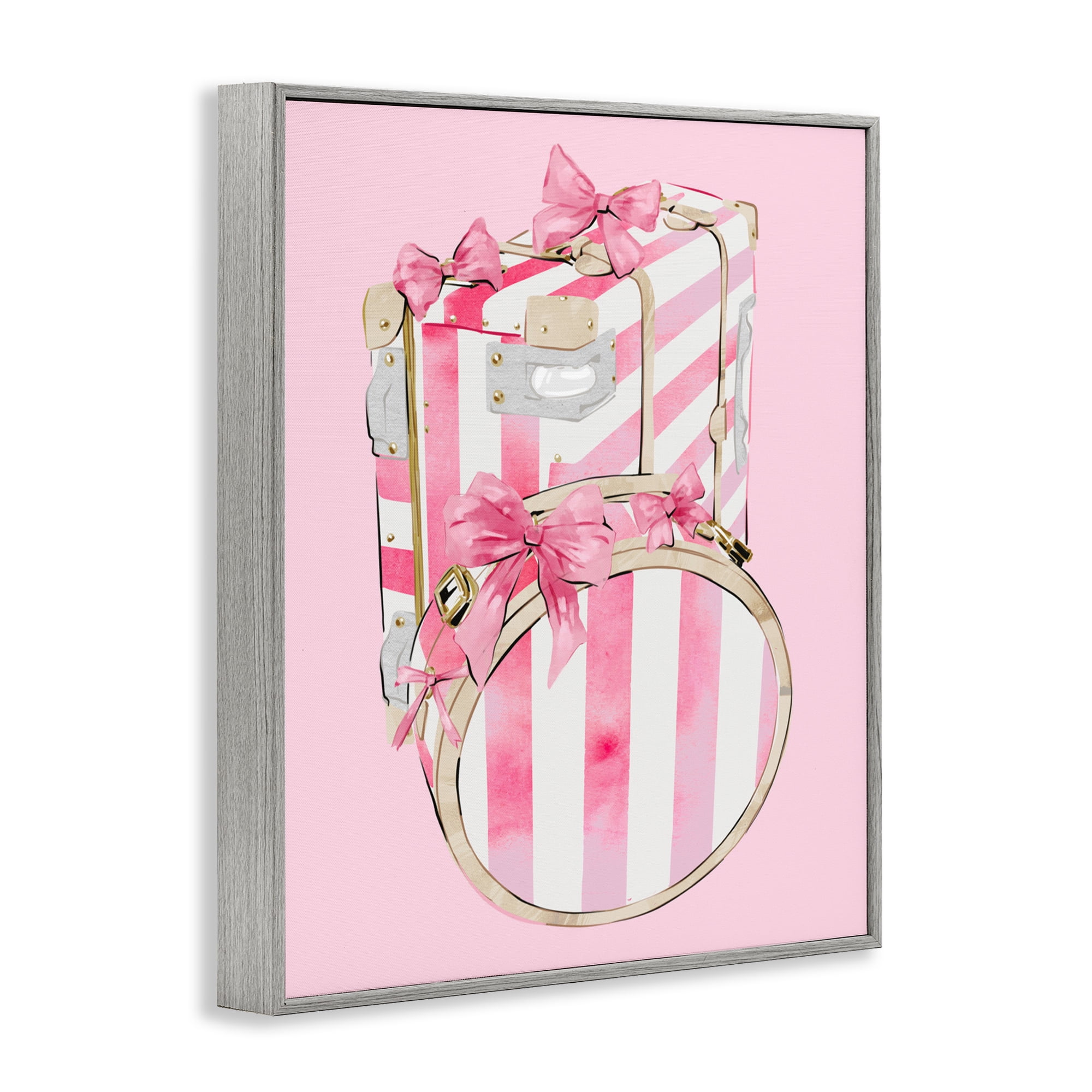Pastel Stripe Luggage Gray Framed Giclee Art, design by Ziwei Li