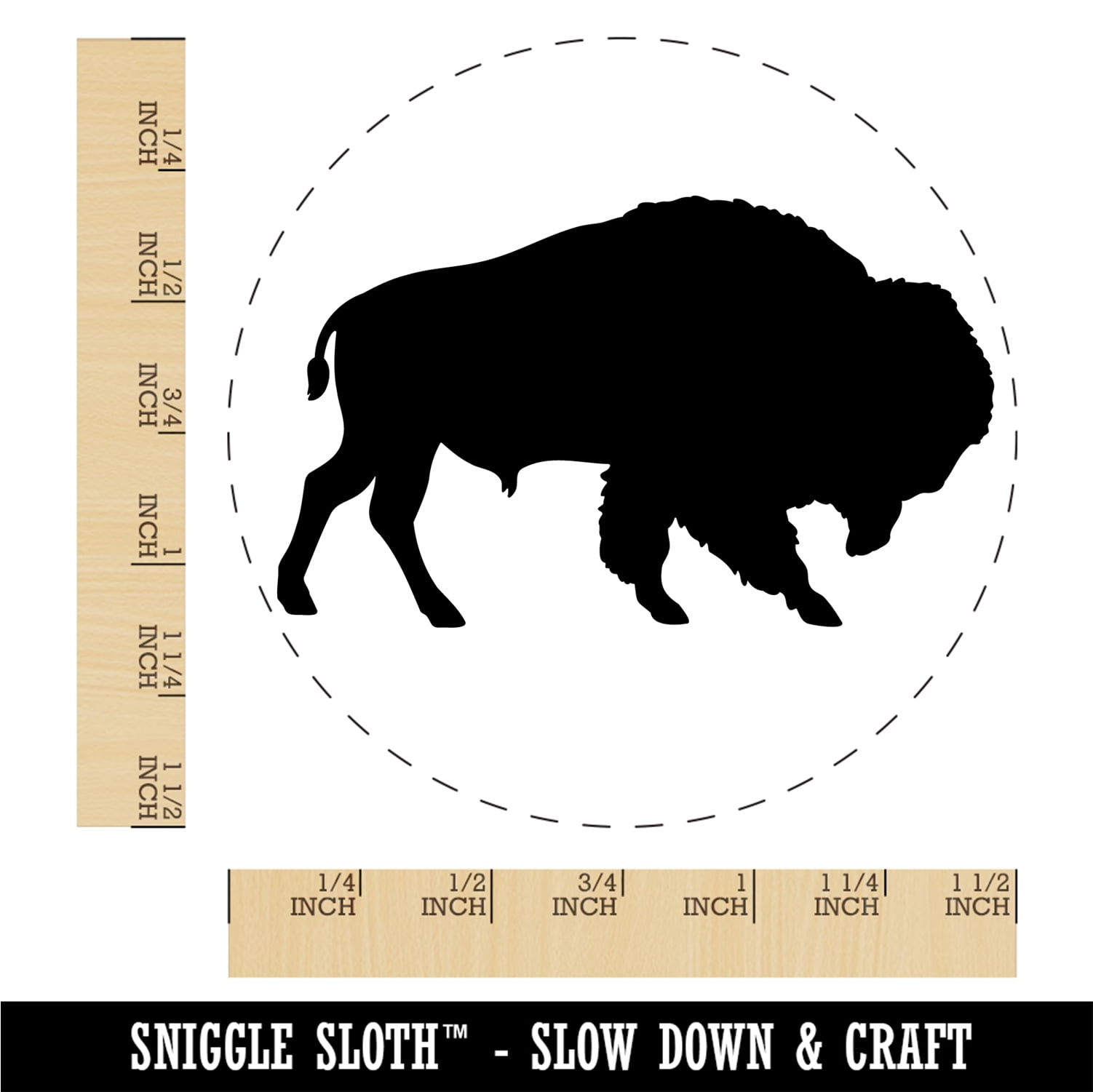 American Buffalo Bison Solid Self-Inking Rubber Stamp Ink Stamper - Blue Ink - Large 1-1/2 Inch