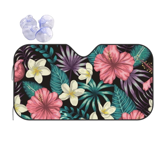Kdxio Green Tropical Leaves Print Front Windshield Sun Shade,Folding Auto Sunshade for Car Truck SUV-Small