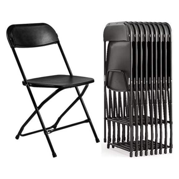 Plastic Folding Chairs 10 Pack - 650lb Capacity - Indoor/Outdoor Stackable Chairs with Steel Frame for Events, Wedding, Party, Office & Dining