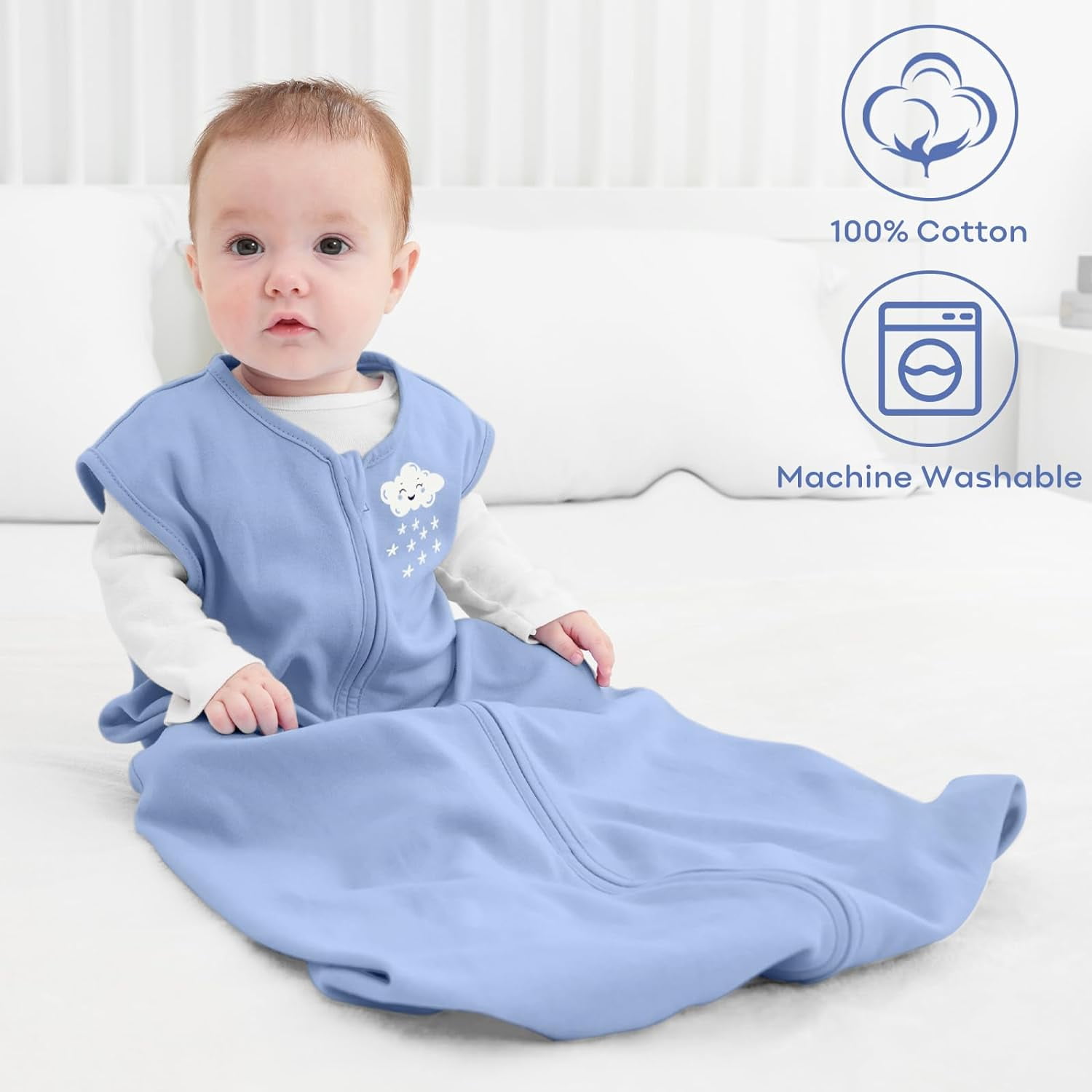 Yoofoss Baby Sleep Sack 6-12 Months Wearable Blanket for Babies 100% Organic Cotton 2-Way Zipper TOG 0.5 Toddler Sleeping Sack 3 Pack, Sleep Sacks
