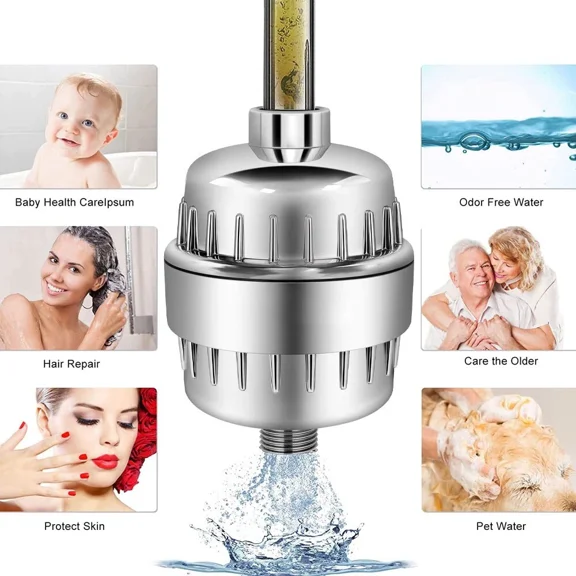 Universal Shower Head Filter System 20-Stage Water Softener F Dry Skin Hair Bath