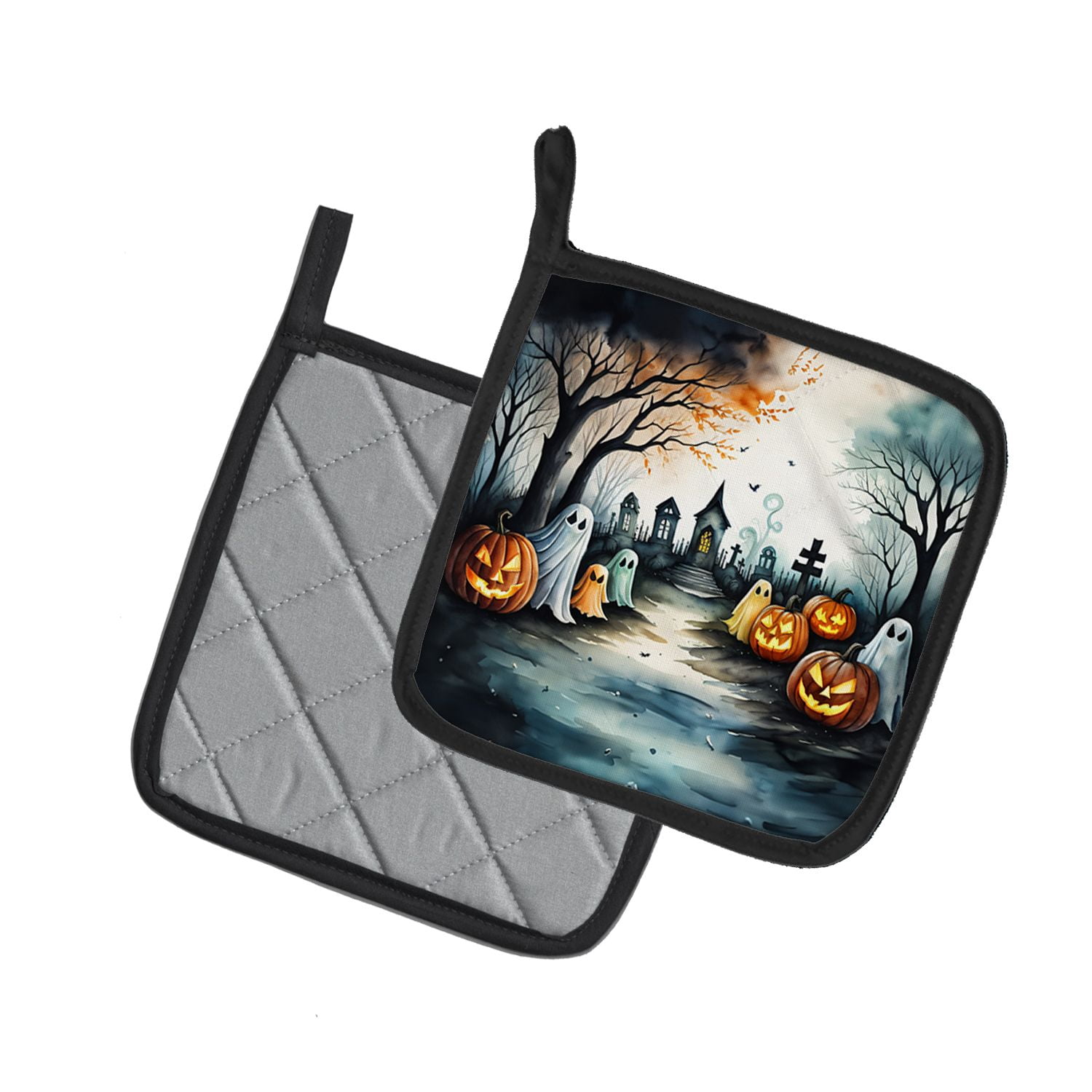 Halloween Pair of Pot Holders 7.5x7.5 Inch Heat Resistant Kitchen Decor