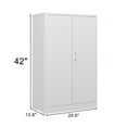 thumbnail image 3 of Metal Storage Cabinet with 2 Locking Doors and Adjustable Shelf, 42" Folding Filing Storage Cabinet, Square Folding Storage Locker Cabinet for Home Office Warehouse School Garage, White, 3 of 8