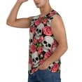 thumbnail image 3 of Goofa Skull and Roses Printed Men's Sleeveless T-Shirt - Athletic Gym Workout Tank Top for Men - Moisture-Wicking, UPF 30+ Quick-Dry Muscle Tee-XX-Large, 3 of 8