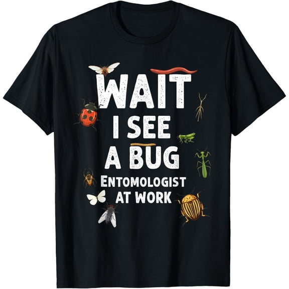 Kids Entomology Toddlers Wait I See A Bug Catchers Costume T-ShirtMen's and women's gift, black and white T-shirt, size: Extra large S-4XL