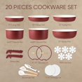 thumbnail image 2 of Carote - Juego de 20 ollas y sartenes anti-adherentes de inducción, con mango desmontable, batería de cocina para caravana, apto para horno, dorado y rojo, 2 of 5