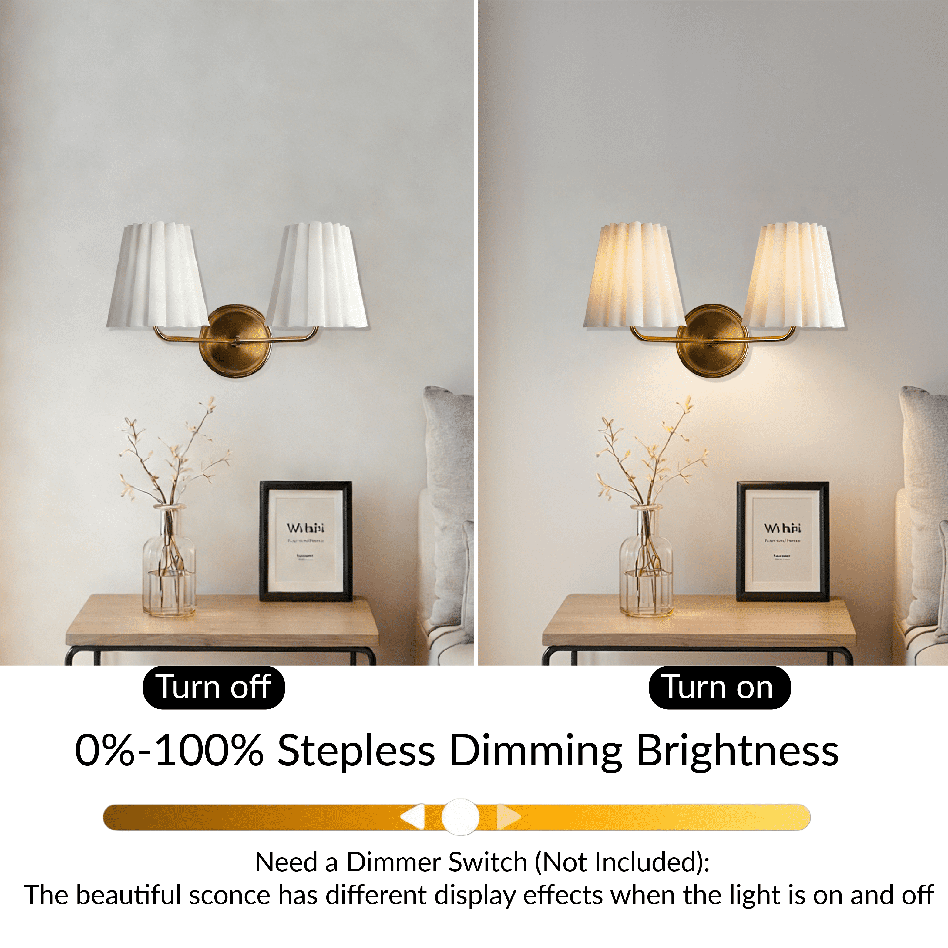 Mid-century Double Ivory Linen Shade with Antique Brass Metal Wall-Mounted Sconce, Unique Elegant Wall Light, Hand-polished Wall Lamp, Indoor Sconce for LIving Room, Dining Room, Bedroom, Entryway
