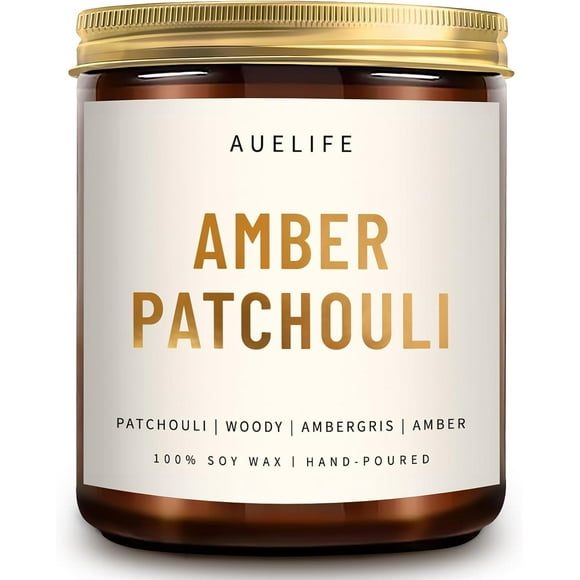 Scented Candles for Home - Amber Patchouli Candle | Aromatherapy Candle Gift for Women & Men, Soy Candles for Home Scented - 7oz, Soy Wax, Patchouli Scent Home Fragrance