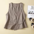 thumbnail image 2 of Retro Linen Vest for Women Summer V Neck Sleeveless Casual Outerwear Lightweight Breathable Comfortable Layering Piece, 2 of 2