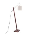 thumbnail image 4 of Arturo Contemporary Floor Lamp in Walnut Wood and Satin Nickel with Grey Fabric Shade by LumiSource, 4 of 7