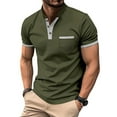 thumbnail image 2 of Men Fashion Tops Summer Frilly Mens Blouses for Work Cotton T Shirts Loose Fit Summer Clothes for Short Men 2025 Vacation Short Sleeve Button Up Shirts for Men Print, 2 of 7